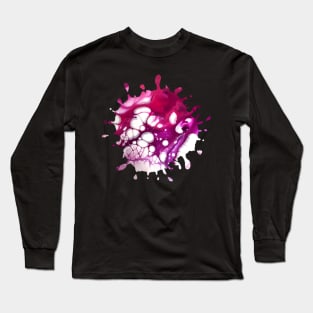 Pink/Maroon Acrylic Pour Painting Long Sleeve T-Shirt